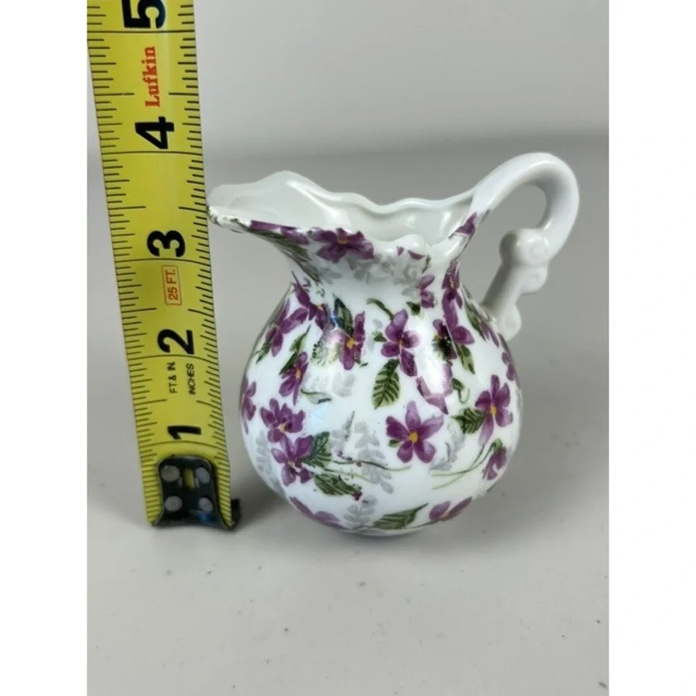 Vintage Inarco Japan Purple Violet Floral Mini Pitcher Creamer E-4982